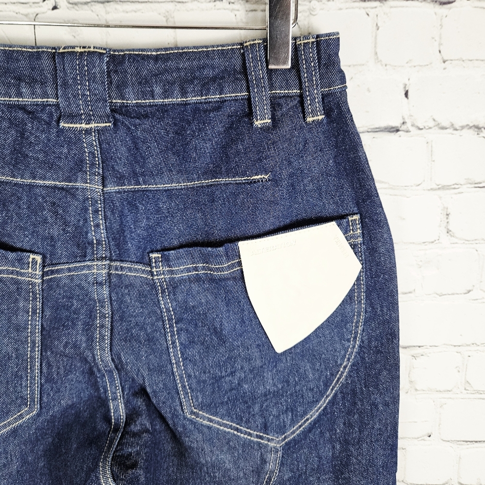 ALTERATION by BERSHKA | gusset knee contrasting stitch detail high waist jeans